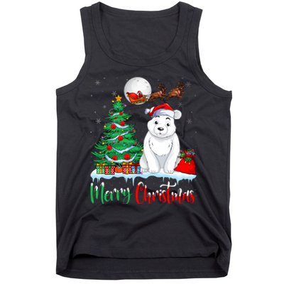 Polar Bear Wearing Santa Hat Xmas Merry Christmas Polar Bear Tank Top