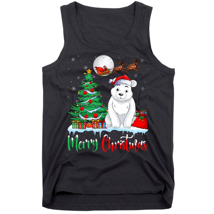 Polar Bear Wearing Santa Hat Xmas Merry Christmas Polar Bear Tank Top