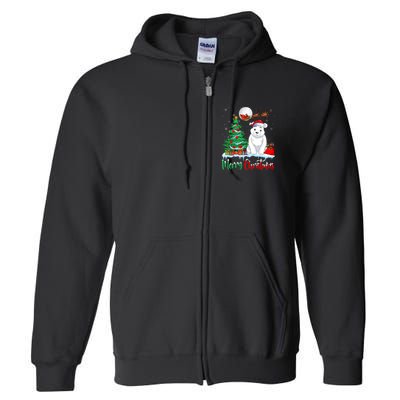 Polar Bear Wearing Santa Hat Xmas Merry Christmas Polar Bear Full Zip Hoodie