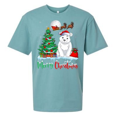 Polar Bear Wearing Santa Hat Xmas Merry Christmas Polar Bear Sueded Cloud Jersey T-Shirt