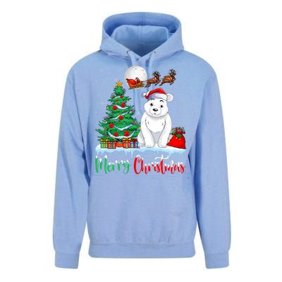 Polar Bear Wearing Santa Hat Xmas Merry Christmas Polar Bear Unisex Surf Hoodie