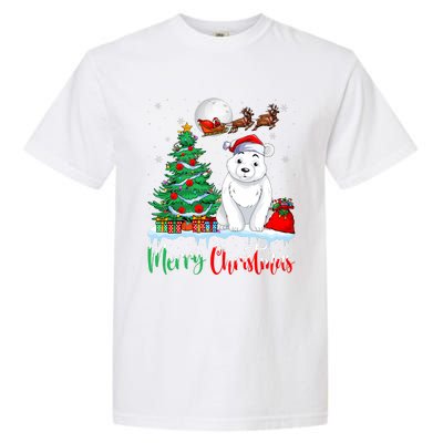 Polar Bear Wearing Santa Hat Xmas Merry Christmas Polar Bear Garment-Dyed Heavyweight T-Shirt