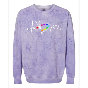 Paint Brush With Palette Heartbeat Funny Artist/painter/art Gift Colorblast Crewneck Sweatshirt