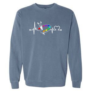 Paint Brush With Palette Heartbeat Funny Artist/painter/art Gift Garment-Dyed Sweatshirt