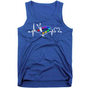 Paint Brush With Palette Heartbeat Funny Artist/painter/art Gift Tank Top