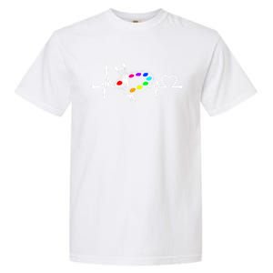 Paint Brush With Palette Heartbeat Funny Artist/painter/art Gift Garment-Dyed Heavyweight T-Shirt