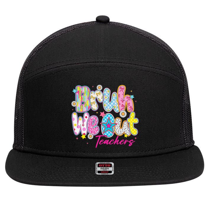 Preppy Bruh We Out Teachers Last Day Of School Summer Break 7 Panel Mesh Trucker Snapback Hat