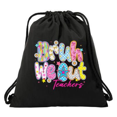 Preppy Bruh We Out Teachers Last Day Of School Summer Break Drawstring Bag