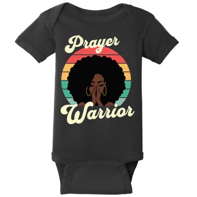 Praying Black Woman Afro Christian Sayings Prayer Warrior Baby Bodysuit