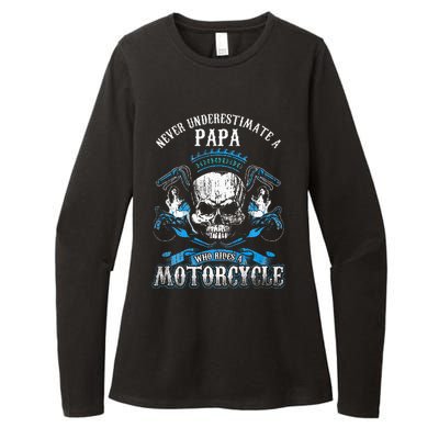 Papa Biker Who Rides A Motorcycle Skull Girl Husband Grandpa Womens CVC Long Sleeve Shirt