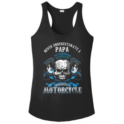 Papa Biker Who Rides A Motorcycle Skull Girl Husband Grandpa Ladies PosiCharge Competitor Racerback Tank