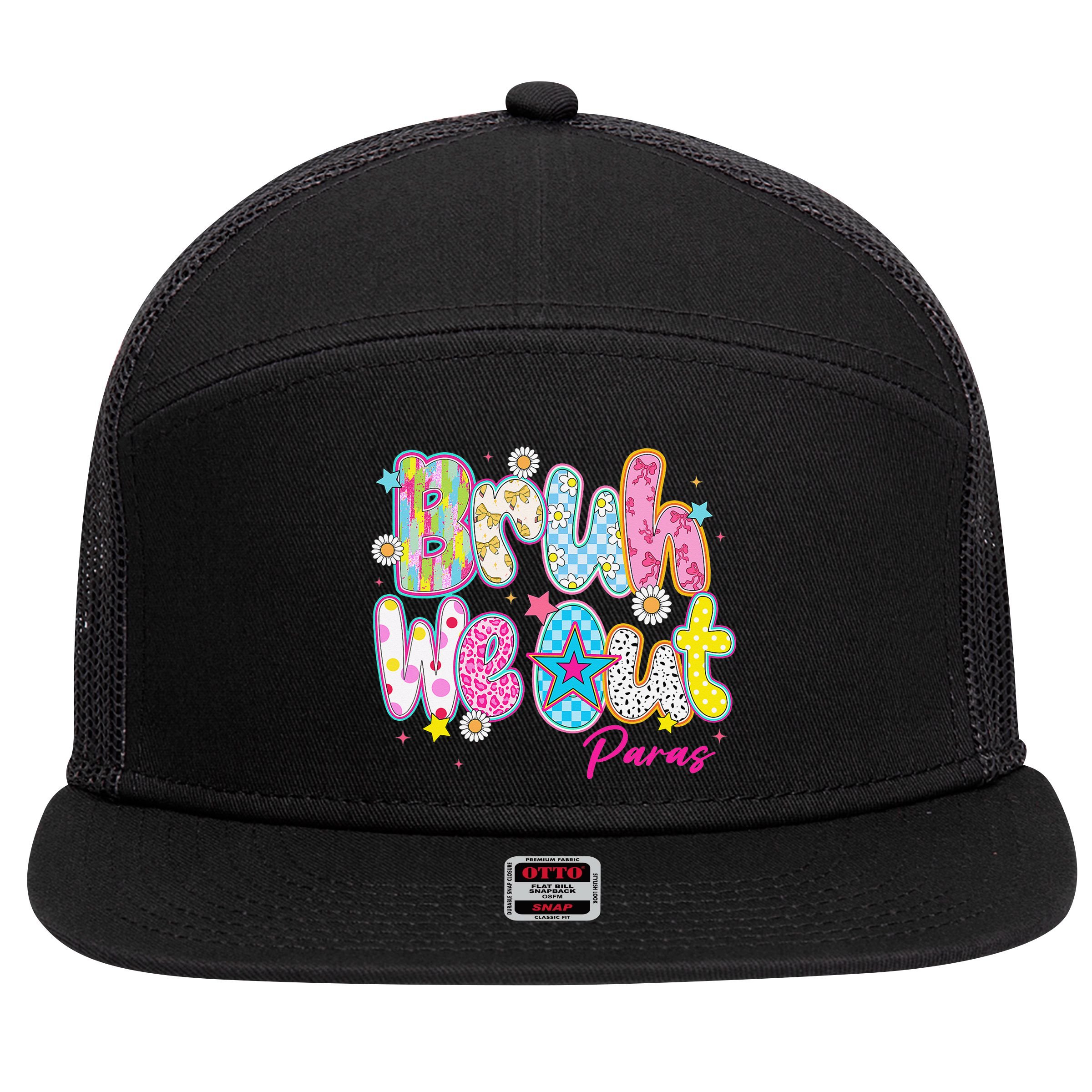 Preppy Bruh We Out Paraprofessionals Last Day Of School 7 Panel Mesh Trucker Snapback Hat