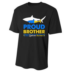 Proud Brother World Down Syndrome Awareness Day Shark T21 Performance Sprint T-Shirt