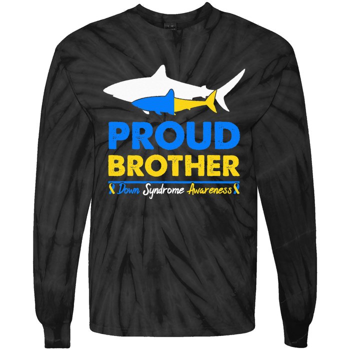 Proud Brother World Down Syndrome Awareness Day Shark T21 Tie-Dye Long Sleeve Shirt