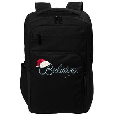 Pretty Believe With Santa Hat Holiday Christmas Gift Impact Tech Backpack