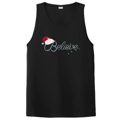 Pretty Believe With Santa Hat Holiday Christmas Gift PosiCharge Competitor Tank