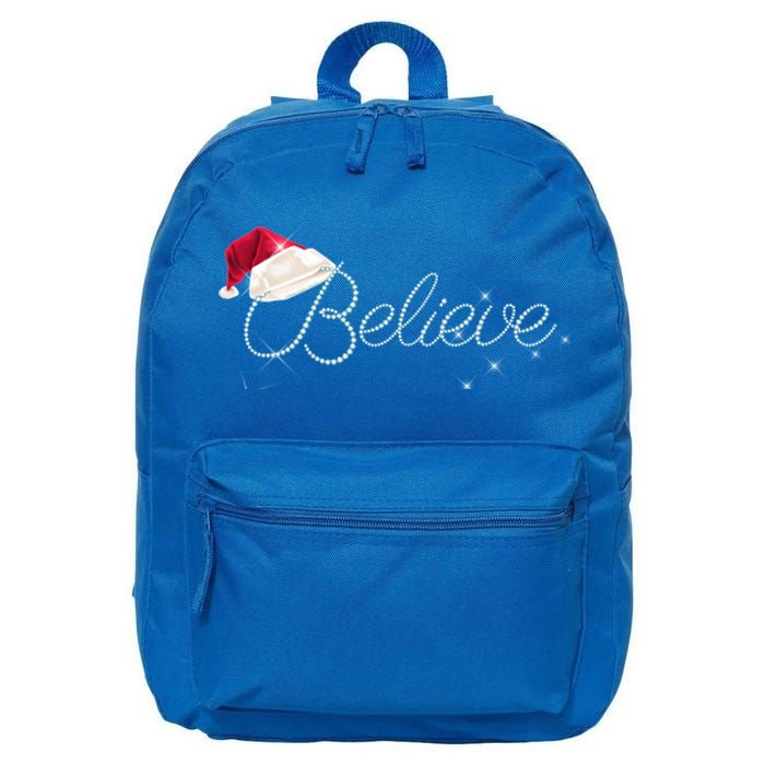 Pretty Believe With Santa Hat Holiday Christmas Gift 16 in Basic Backpack