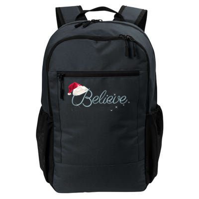 Pretty Believe With Santa Hat Holiday Christmas Gift Daily Commute Backpack