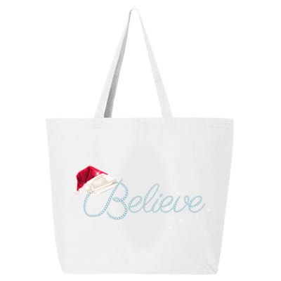 Pretty Believe With Santa Hat Holiday Christmas Gift 25L Jumbo Tote