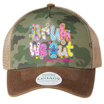 Preppy Bruh We Out School Secretaries Last Day Of School Legacy Tie Dye Trucker Hat