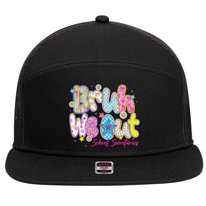 Preppy Bruh We Out School Secretaries Last Day Of School 7 Panel Mesh Trucker Snapback Hat
