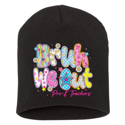 Preppy Bruh We Out Pre-K Teachers Last Day Of School Summer Short Acrylic Beanie