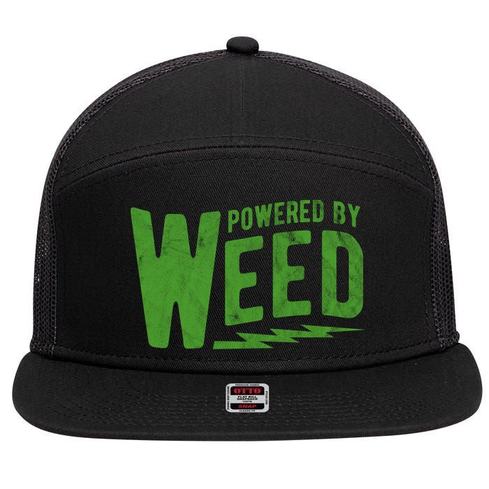 Powered By Weed 7 Panel Mesh Trucker Snapback Hat