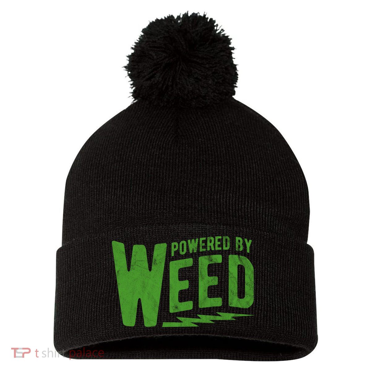 Powered By Weed Pom Pom 12in Knit Beanie