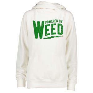 Powered By Weed Womens Funnel Neck Pullover Hood