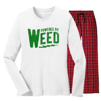 Powered By Weed Women's Long Sleeve Flannel Pajama Set 