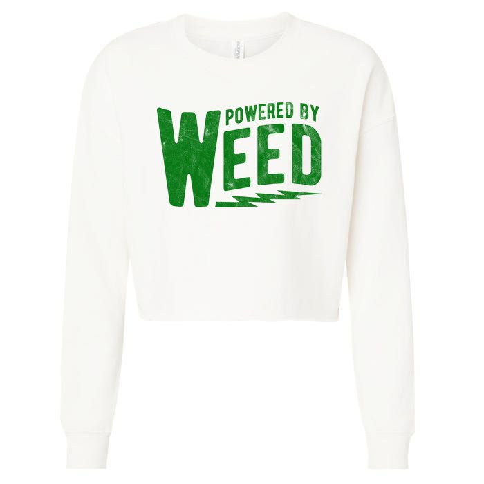 Powered By Weed Cropped Pullover Crew