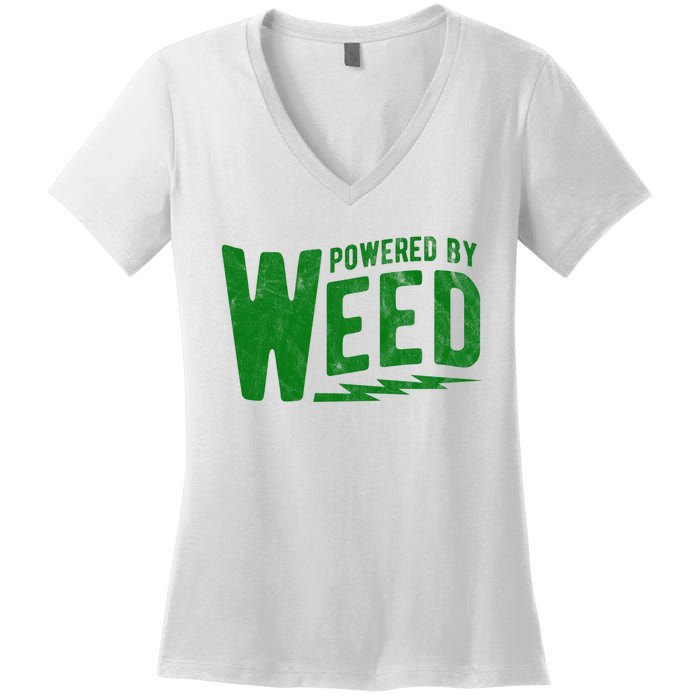 Powered By Weed Women's V-Neck T-Shirt