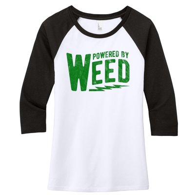 Powered By Weed Women's Tri-Blend 3/4-Sleeve Raglan Shirt