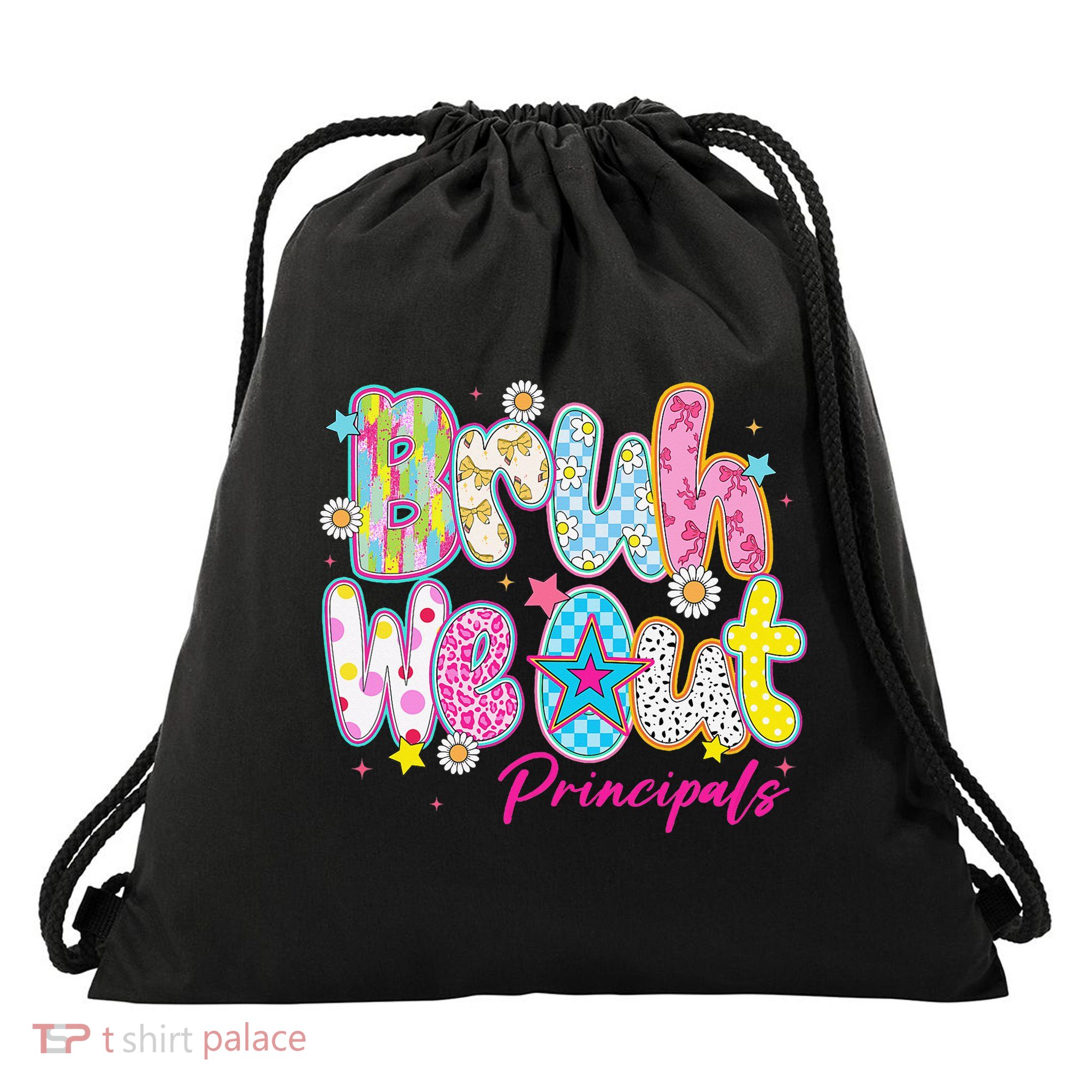 Preppy Bruh We Out Principals Last Day Of School Summer Drawstring Bag
