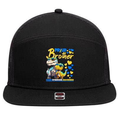 Proud Brother World Down Syndrome Awareness Dinosaur T21 7 Panel Mesh Trucker Snapback Hat
