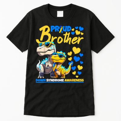 Proud Brother World Down Syndrome Awareness Dinosaur T21 Tall T-Shirt