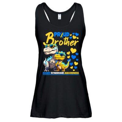 Proud Brother World Down Syndrome Awareness Dinosaur T21 Ladies Essential Flowy Tank