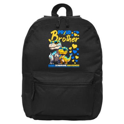 Proud Brother World Down Syndrome Awareness Dinosaur T21 16 in Basic Backpack