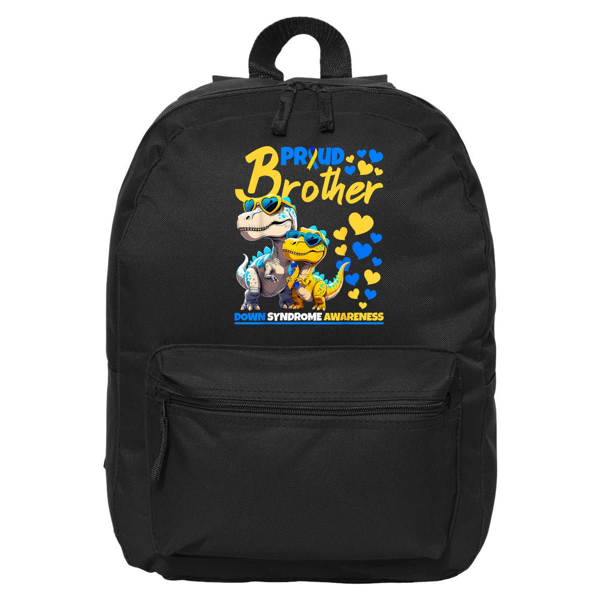 Proud Brother World Down Syndrome Awareness Dinosaur T21 16 in Basic Backpack