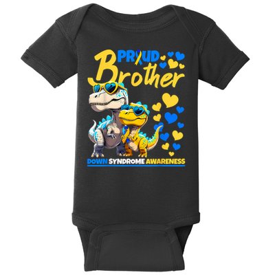 Proud Brother World Down Syndrome Awareness Dinosaur T21 Baby Bodysuit