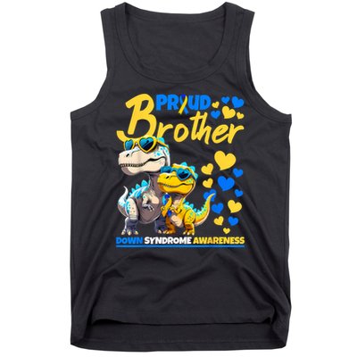 Proud Brother World Down Syndrome Awareness Dinosaur T21 Tank Top