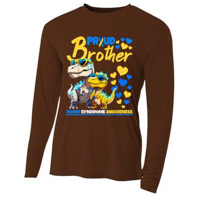 Proud Brother World Down Syndrome Awareness Dinosaur T21 Cooling Performance Long Sleeve Crew