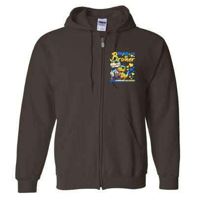Proud Brother World Down Syndrome Awareness Dinosaur T21 Full Zip Hoodie