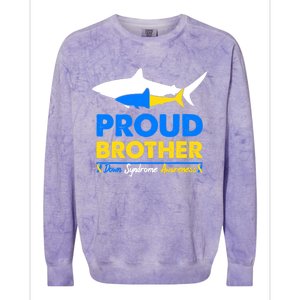 Proud Brother World Down Syndrome Awareness Day Shark T21 Colorblast Crewneck Sweatshirt