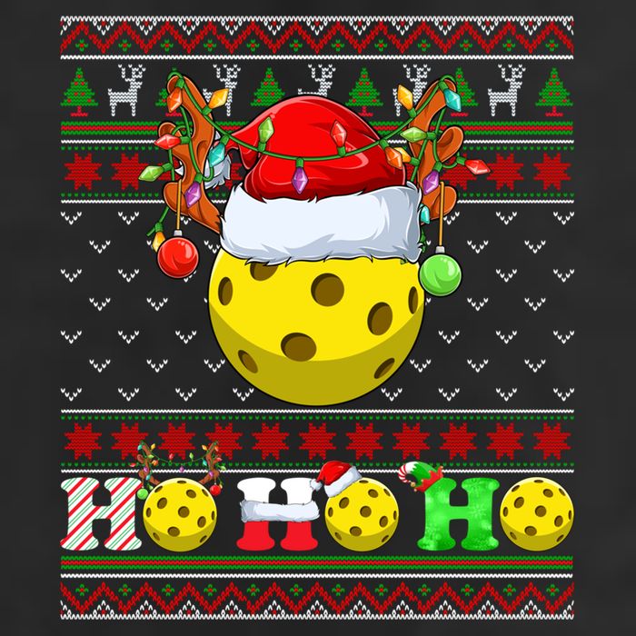 Pickleball Ball Xmas Tree Lights Ugly Christmas Sweater Gift 7 Panel Mesh Trucker Snapback Hat
