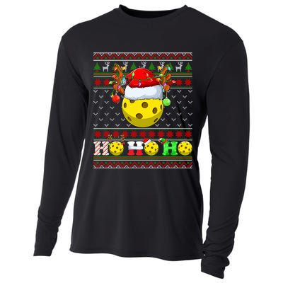 Pickleball Ball Xmas Tree Lights Ugly Christmas Sweater Gift Cooling Performance Long Sleeve Crew