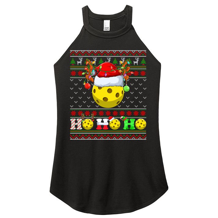 Pickleball Ball Xmas Tree Lights Ugly Christmas Sweater Gift Women's Perfect Tri Rocker Tank