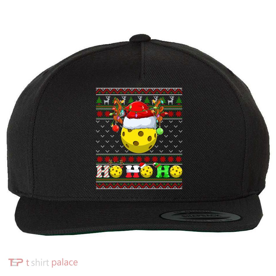 Pickleball Ball Xmas Tree Lights Ugly Christmas Sweater Gift Wool Snapback Cap