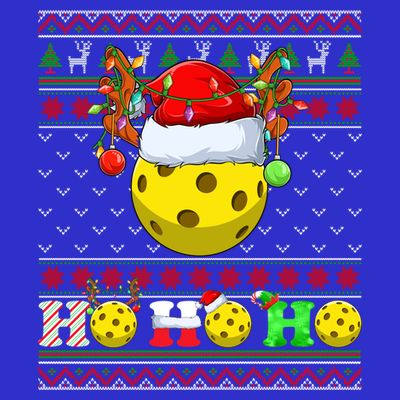 Pickleball Ball Xmas Tree Lights Ugly Christmas Sweater Gift T-Shirt