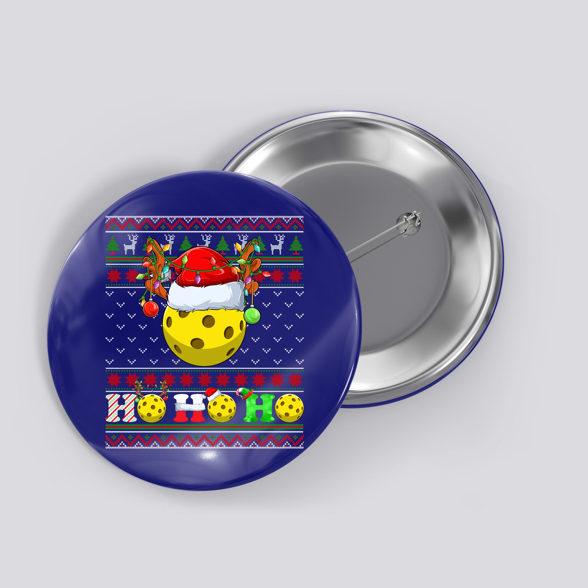 Pickleball Ball Xmas Tree Lights Ugly Christmas Sweater Gift Button